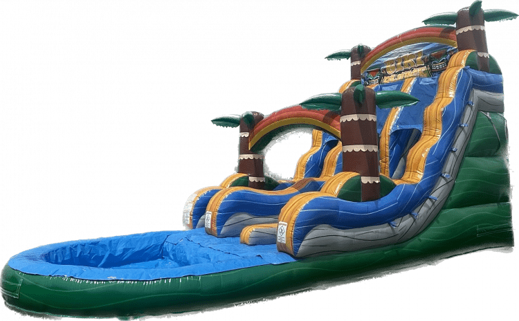 18ft Double Lane Tiki Plunge Water Slide